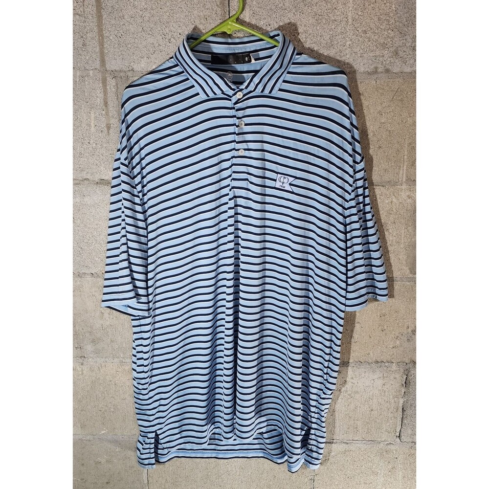 RLX Ralph Lauren Golf Short Sleeve Striped Men's Polo Shirt Blue Size XL